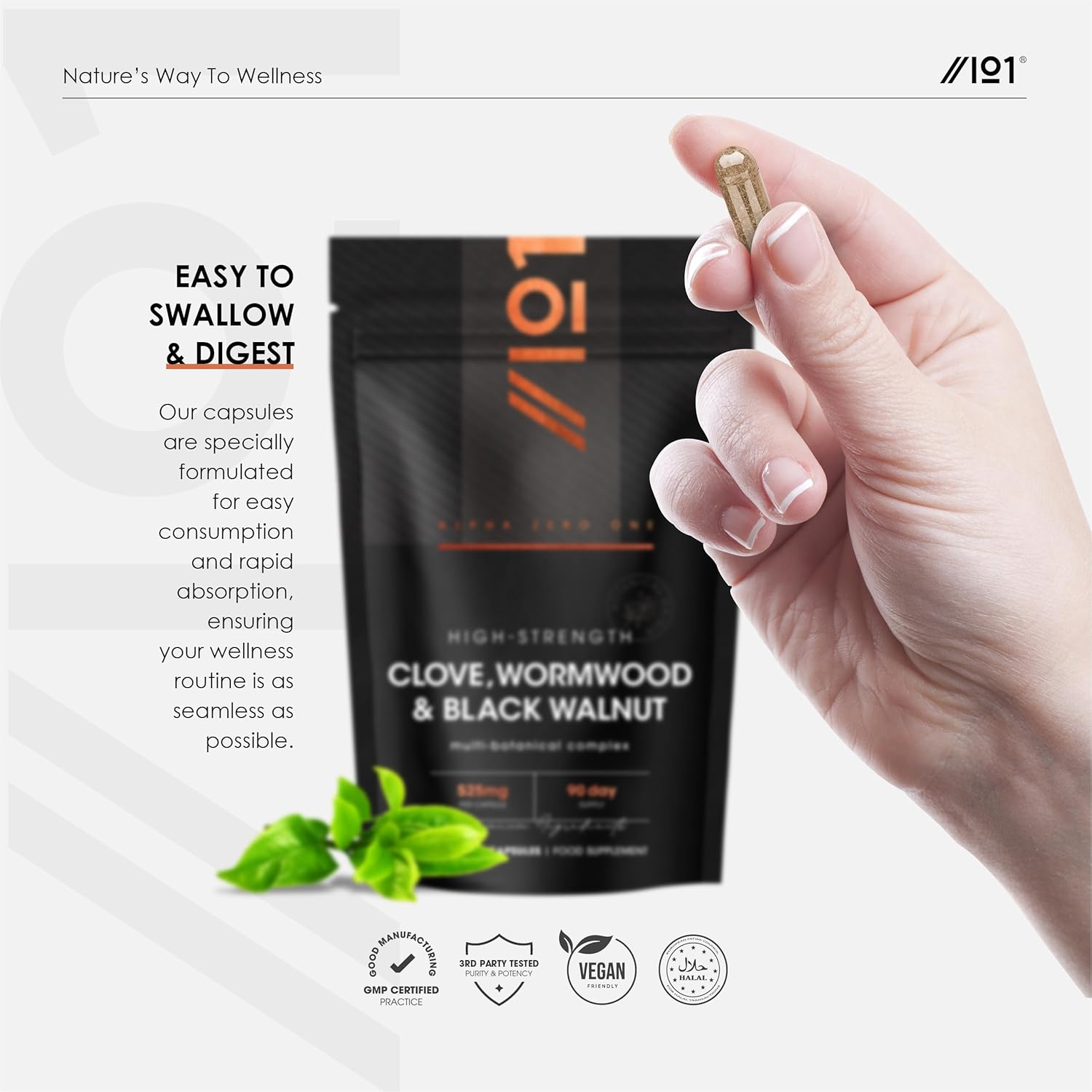 clove, wormwood & green black walnut hull 525mg – 90 vegan capsules – high strength multi botanical complex supplement – resealable and recyclable pouch by alpha01 clove, wormwood & green black walnut hull 525mg – 90 vegan capsules – high strength multi botanical complex supplement – resealable and recyclable pouch by alpha01