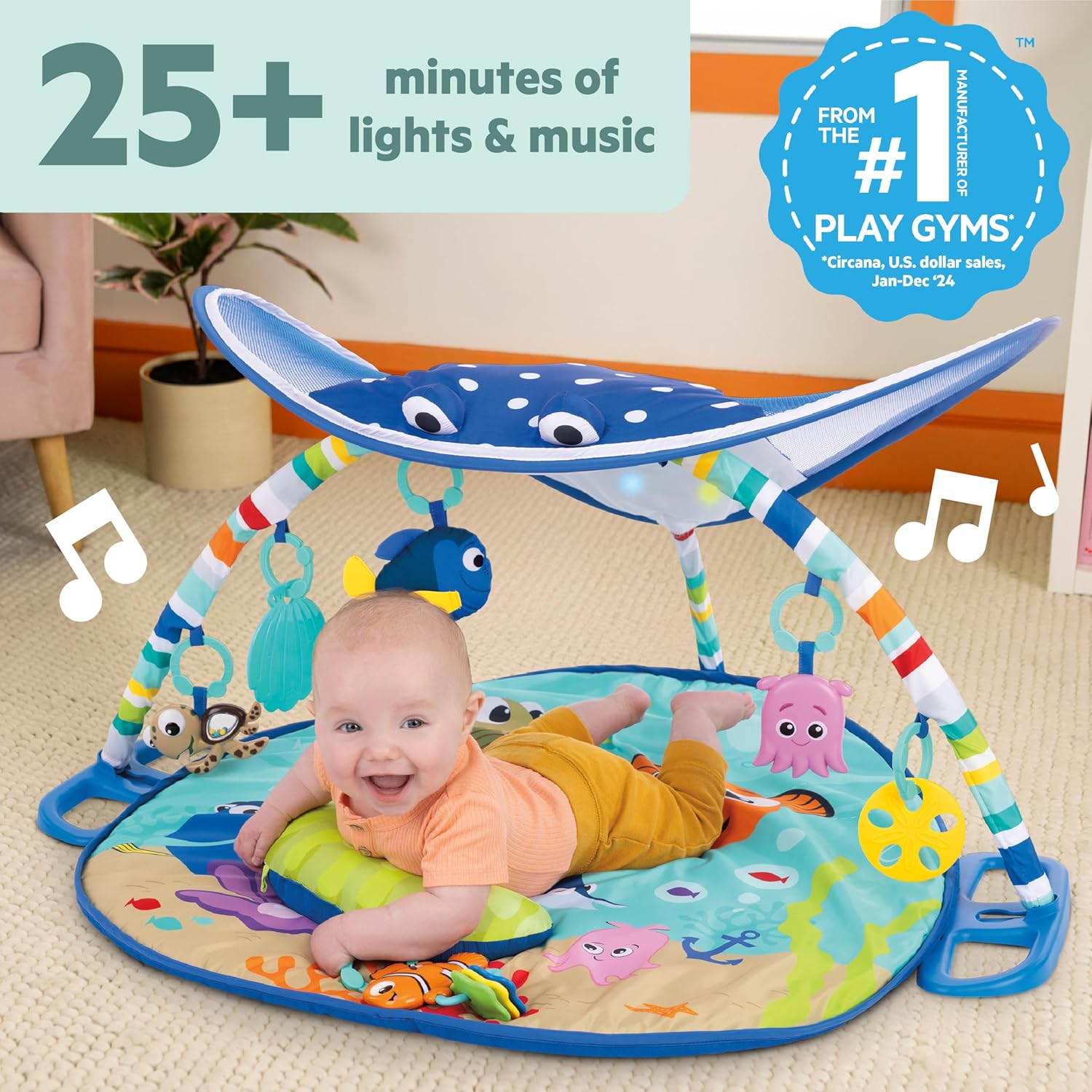 bright starts, disney baby, finding nemo ocean lights baby activity gym and play mat with detachable toys, sound and music, ages newborn + (pack of 1) bright starts, disney baby, finding nemo ocean lights baby activity gym and play mat with detachable toys, sound and music, ages newborn + (pack of 1)