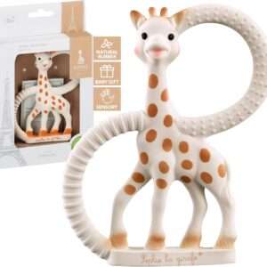 sophie la girafe baby teething ring, 100% natural rubber phthalate free easy to grip baby teether, suitable for newborn babies