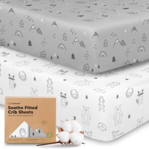 organic fitted sheet for cots 70 x 140 cm, breathable jersey cotton baby bed sheet, fitted sheet for cot mattresses, fitted sheet for baby beds (woodland)