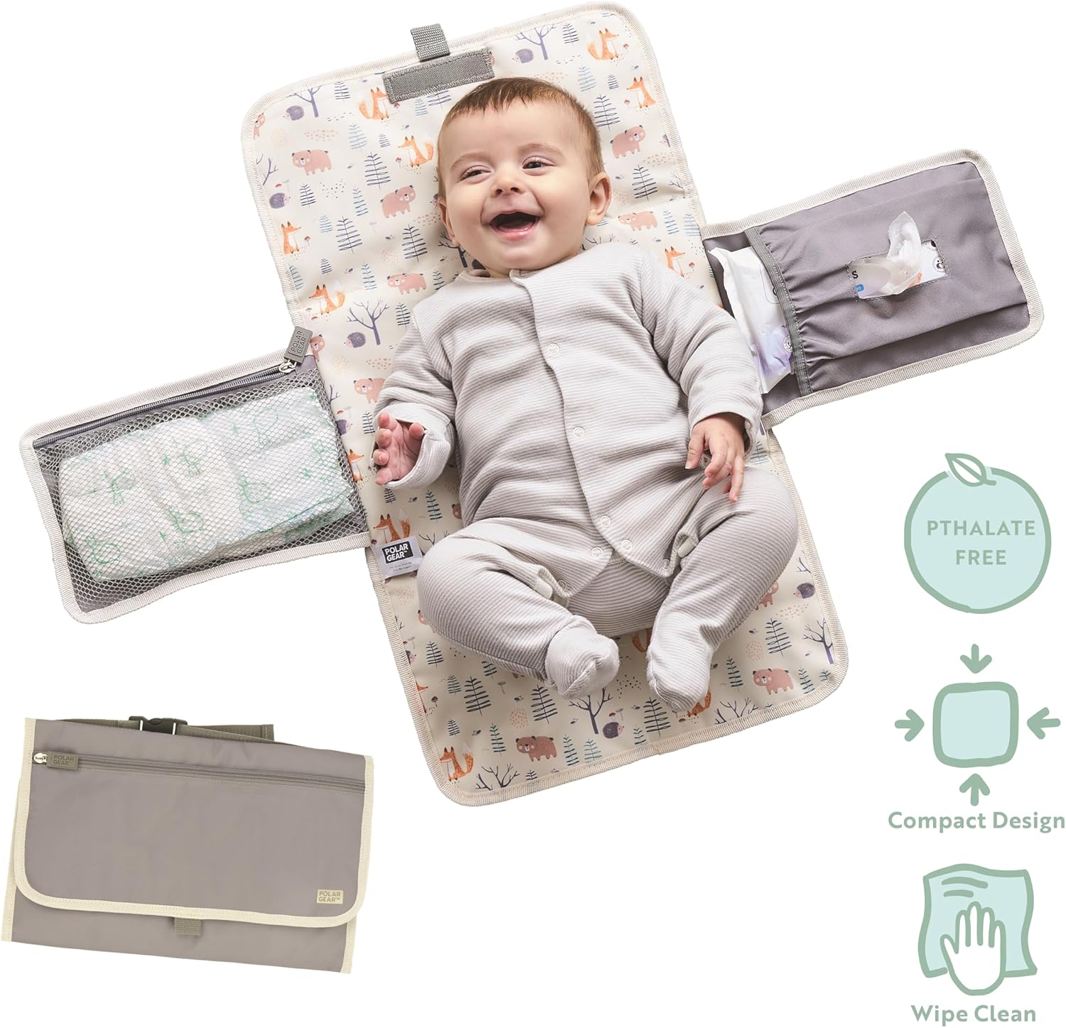 polar gear portable baby changing mat with winged pockets for wipes and nappies | machine washable travel changing mat with front storage pocket buggy handle & clip | new born baby essentials polar gear portable baby changing mat with winged pockets for wipes and nappies | machine washable travel changing mat with front storage pocket buggy handle & clip | new born baby essentials