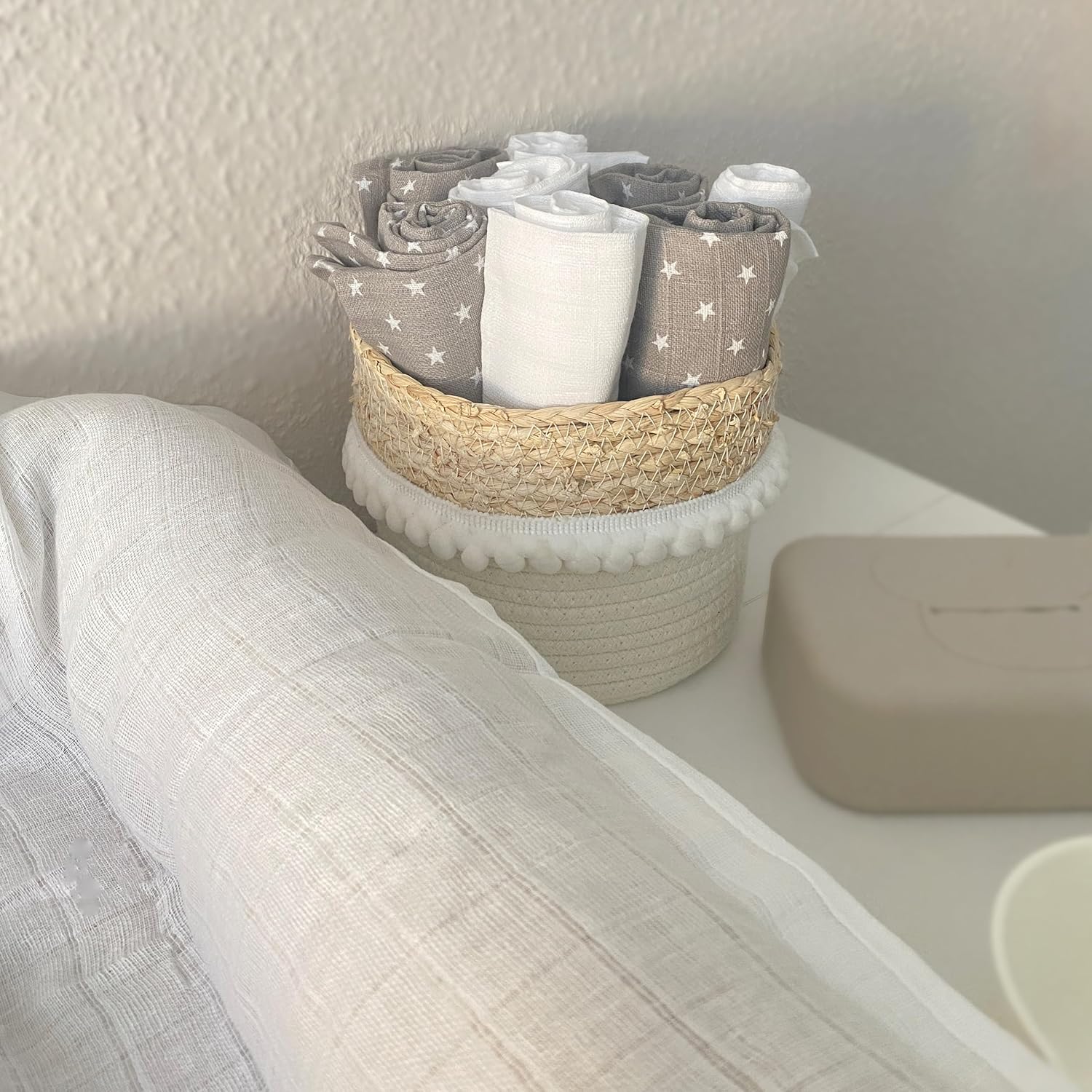 zollner set of 10 muslin burp cloths, muslin nappies, 80 x 80 cm, cotton, white / grey zollner set of 10 muslin burp cloths, muslin nappies, 80 x 80 cm, cotton, white / grey