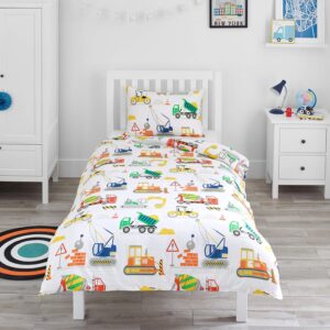 bloomsbury mill cot bed duvet cover set toddler bedding set for boys and girls construction diggers kids bedding cot duvet cover & pillow case set 120x150cm