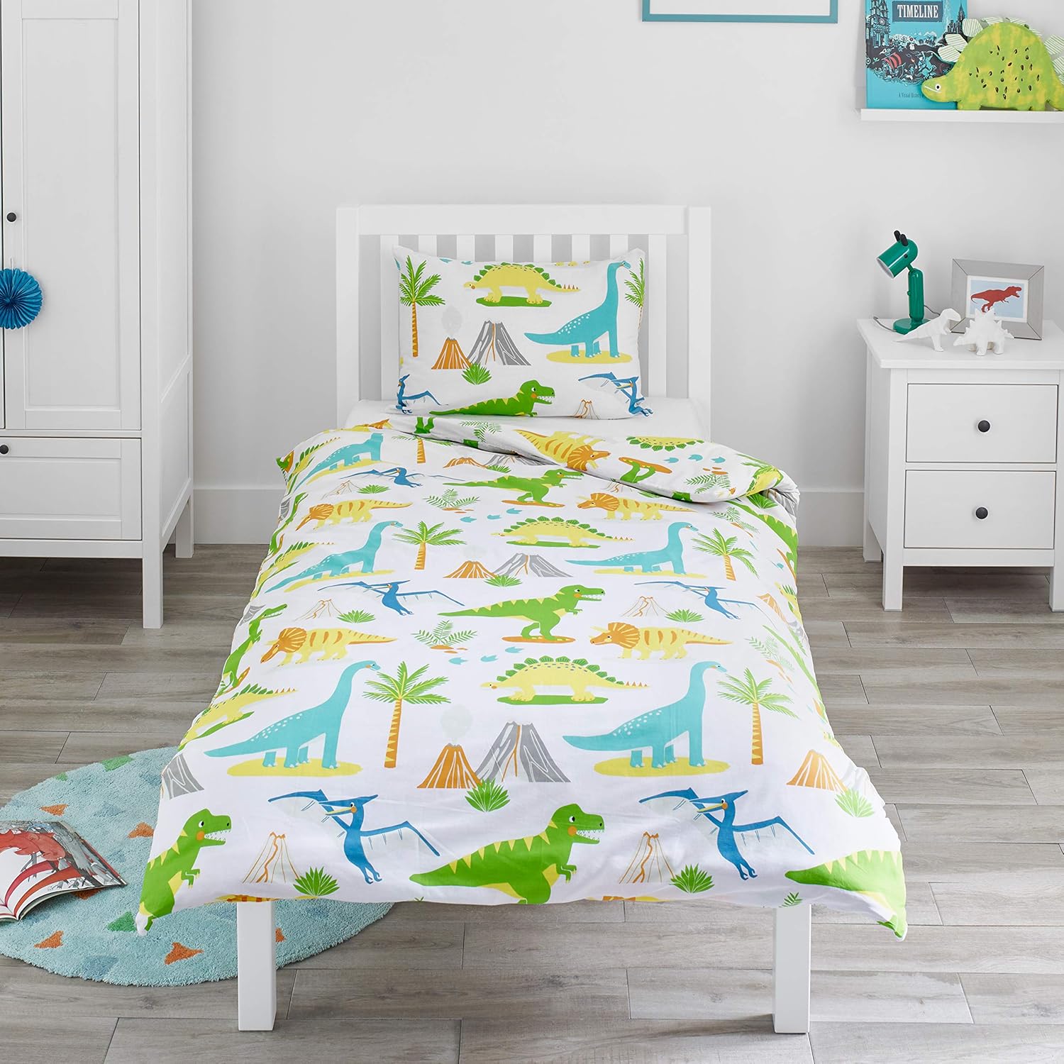 bloomsbury mill cot bed duvet cover set toddler bedding set for boys and girls dinosaur kids bedding cot duvet cover & pillow case set 120x150cm bloomsbury mill cot bed duvet cover set toddler bedding set for boys and girls dinosaur kids bedding cot duvet cover & pillow case set 120x150cm