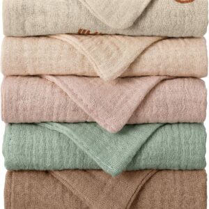 5 pack baby muslin cloths 100% cotton muslin squares 23x22cm baby burp cloths with hanging loop essentials for newborn wiping feeding