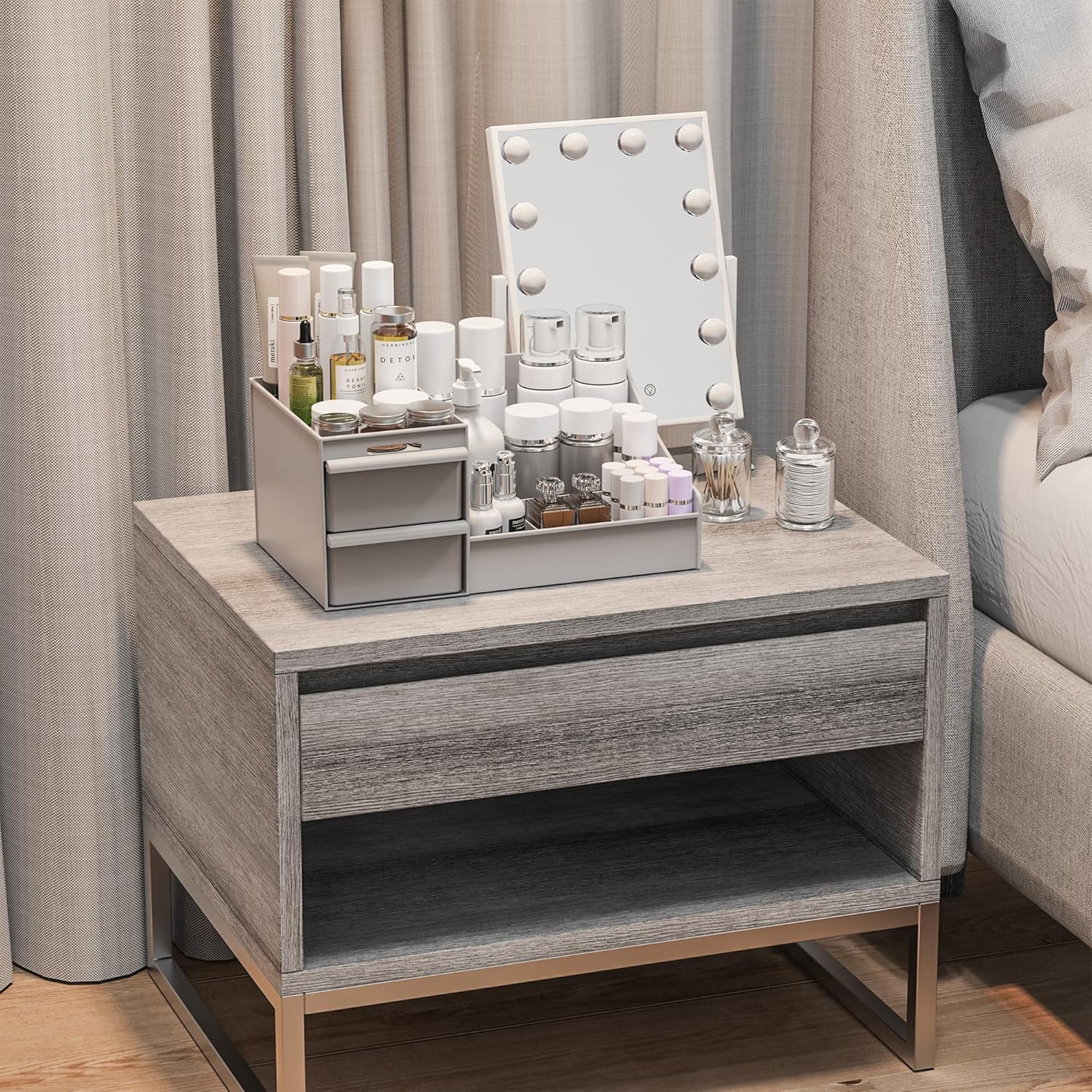 makeup organizer storage drawers, large capacity cosmetic organisers for lipsticks, jewelry, nail care, skincare organiser for vanity, ideal desk organizer for dresser and bathroom (grey) makeup organizer storage drawers, large capacity cosmetic organisers for lipsticks, jewelry, nail care, skincare organiser for vanity, ideal desk organizer for dresser and bathroom (grey)