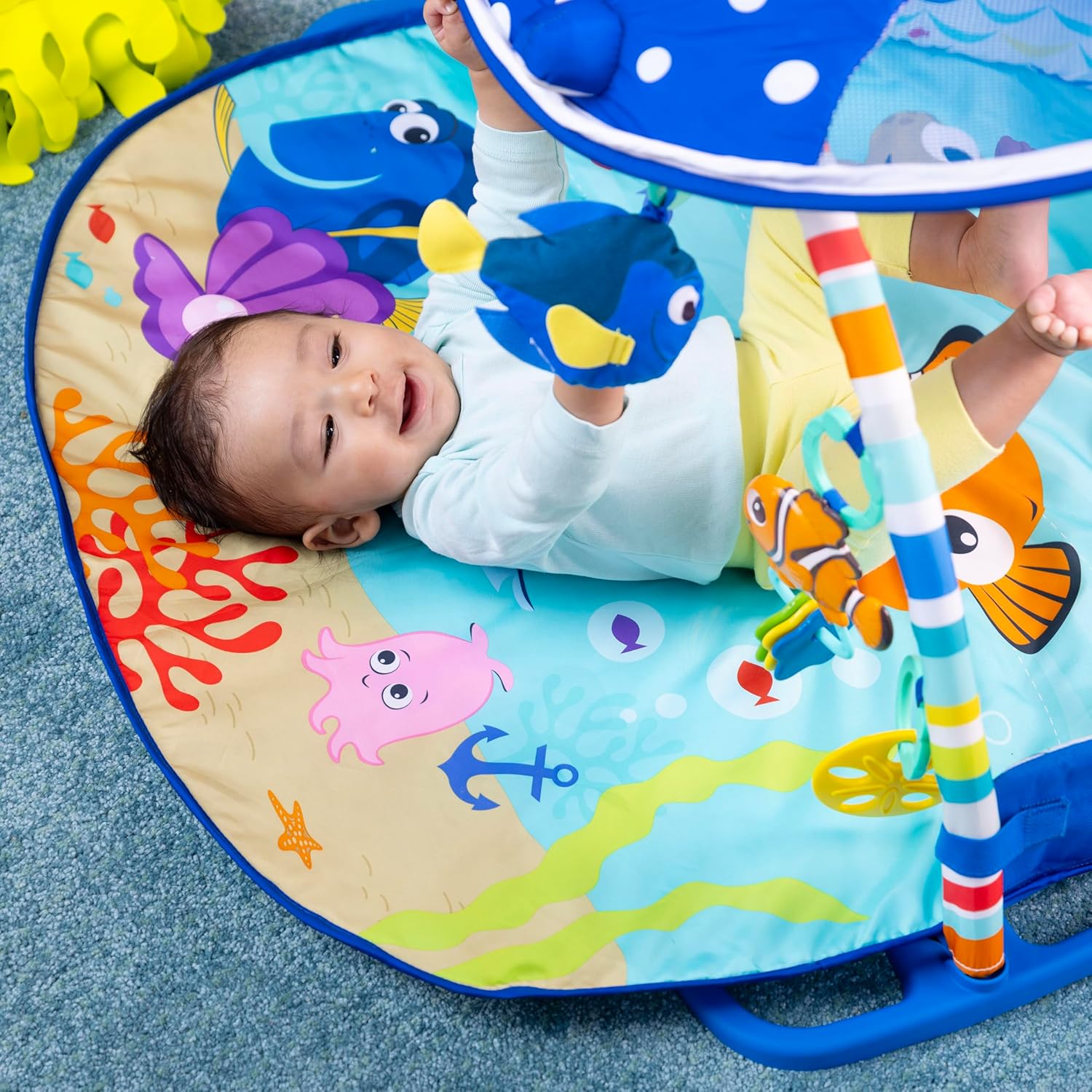 bright starts, disney baby, finding nemo ocean lights baby activity gym and play mat with detachable toys, sound and music, ages newborn + (pack of 1) bright starts, disney baby, finding nemo ocean lights baby activity gym and play mat with detachable toys, sound and music, ages newborn + (pack of 1)