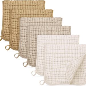 muslin cloths for baby 100% cotton muslin squares burp cloths baby essentials for newborn boys girls large 50x25cm extra soft and absorbent 6 pack gradient khaki