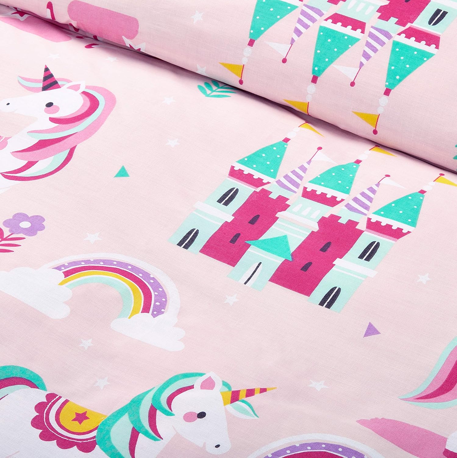 bloomsbury mill – cot bed duvet cover and pillow case set for girls unicorn, princess & rainbow girls bedding set reversible toddler bedding for kids 120 x 150 cm bloomsbury mill – cot bed duvet cover and pillow case set for girls unicorn, princess & rainbow girls bedding set reversible toddler bedding for kids 120 x 150 cm
